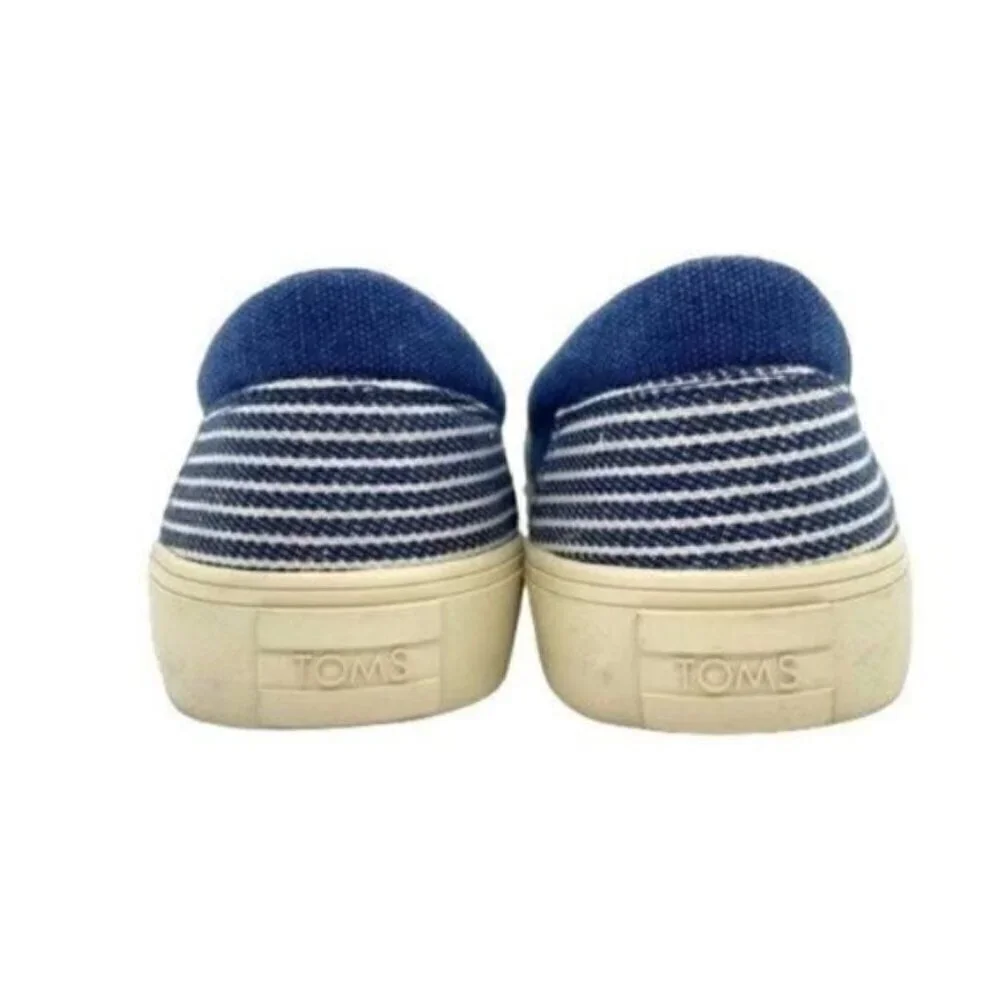 Toms Navy Striped Baja Slip On Sneaker Shoes Unisex
